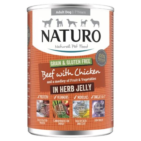 Naturo Adult Grain & Gluten Free Beef with Chicken in Herb Jelly 12 x 390g