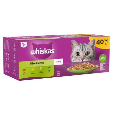 Whiskas Adult 1+ Mixed Menu in Jelly Pouches 2 x 40 x 85g